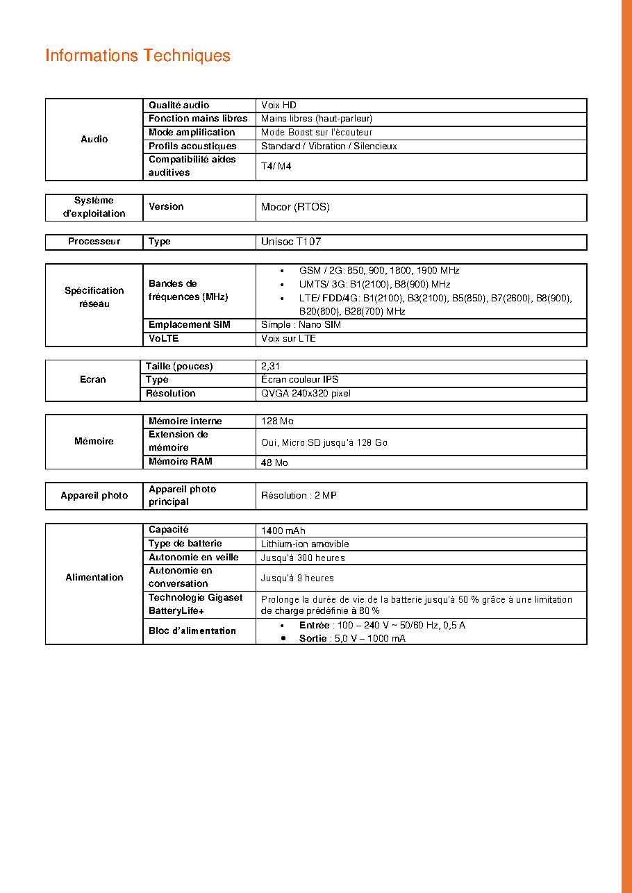 Fiche technique fournisseur