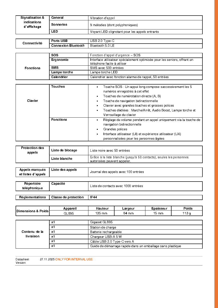 Fiche technique fournisseur
