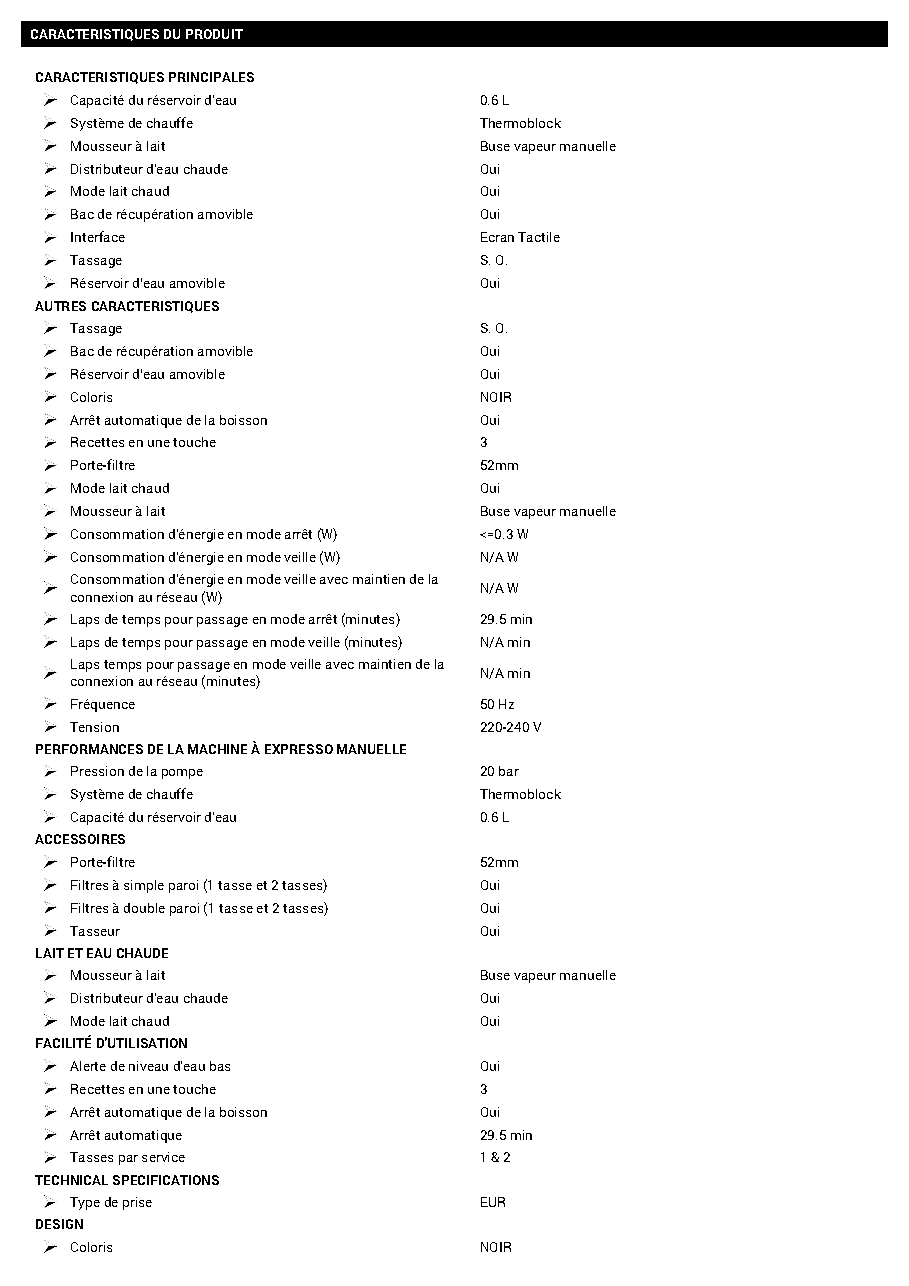 Fiche technique fournisseur