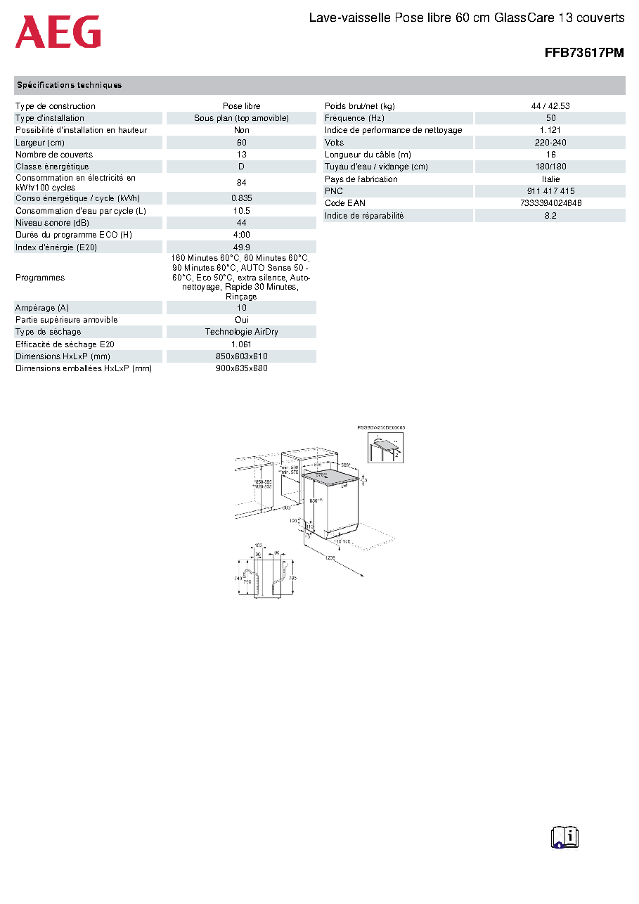 Fiche technique fournisseur