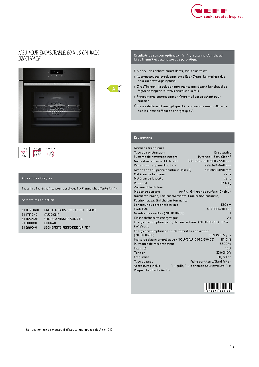 Fiche technique fournisseur