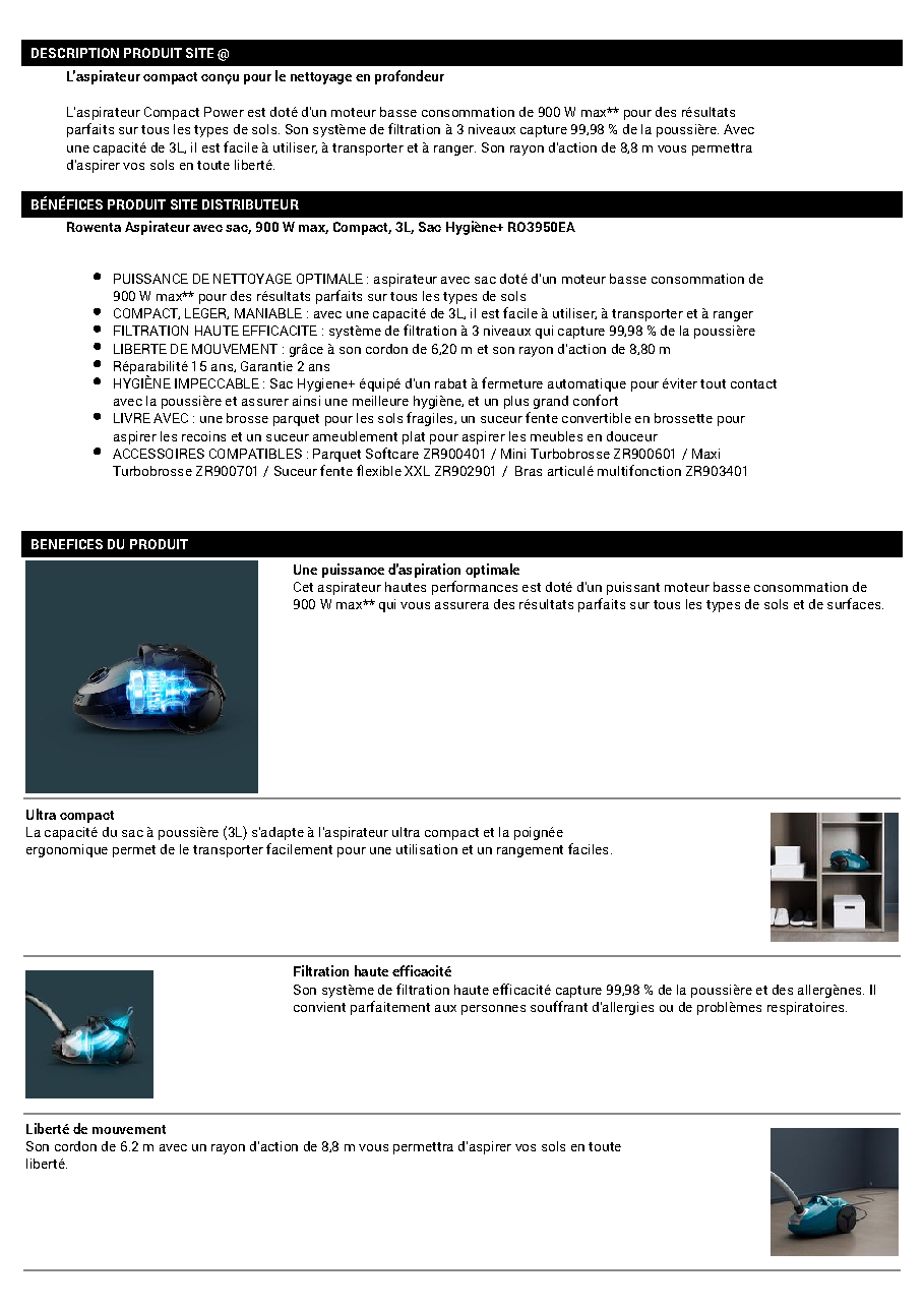 Fiche technique fournisseur