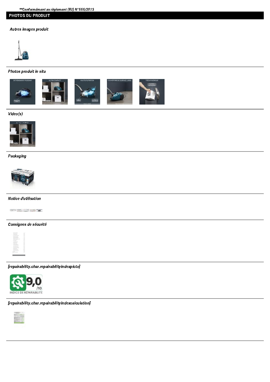 Fiche technique fournisseur