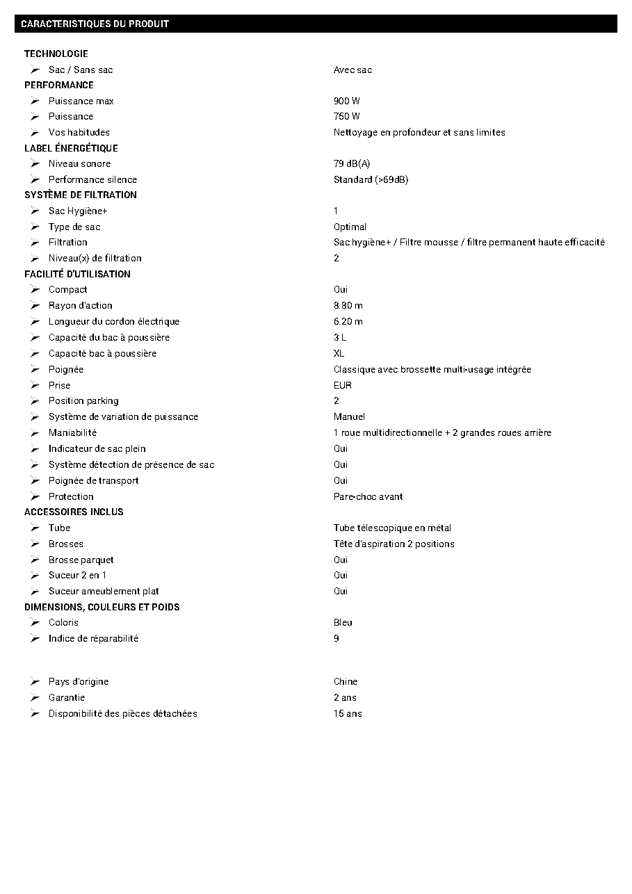 Fiche technique fournisseur