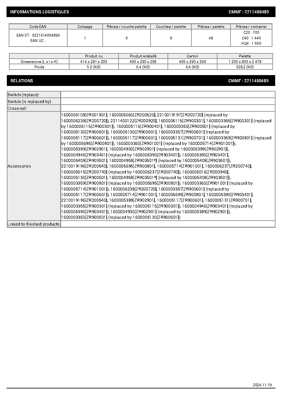 Fiche technique fournisseur
