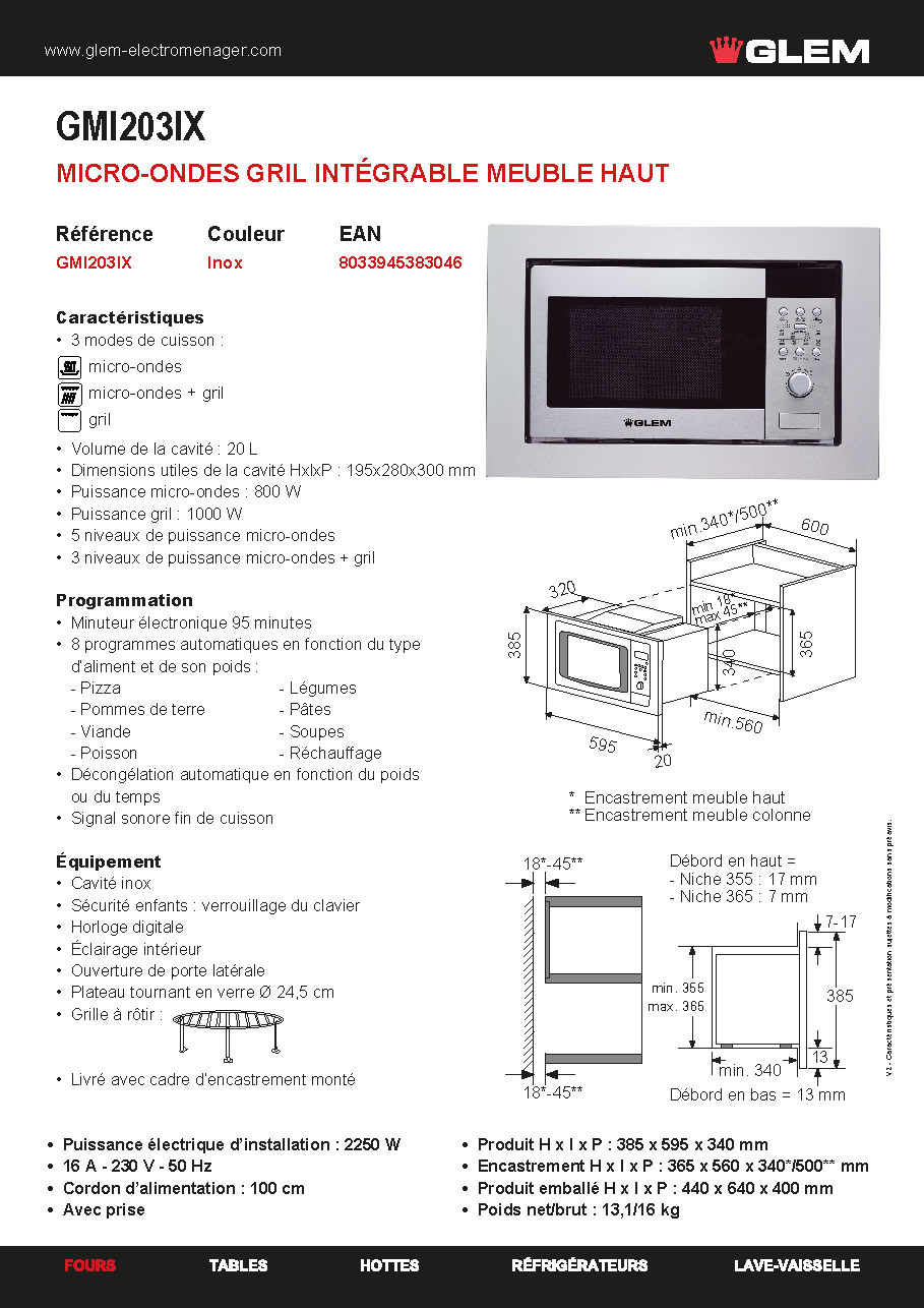 Fiche technique fournisseur