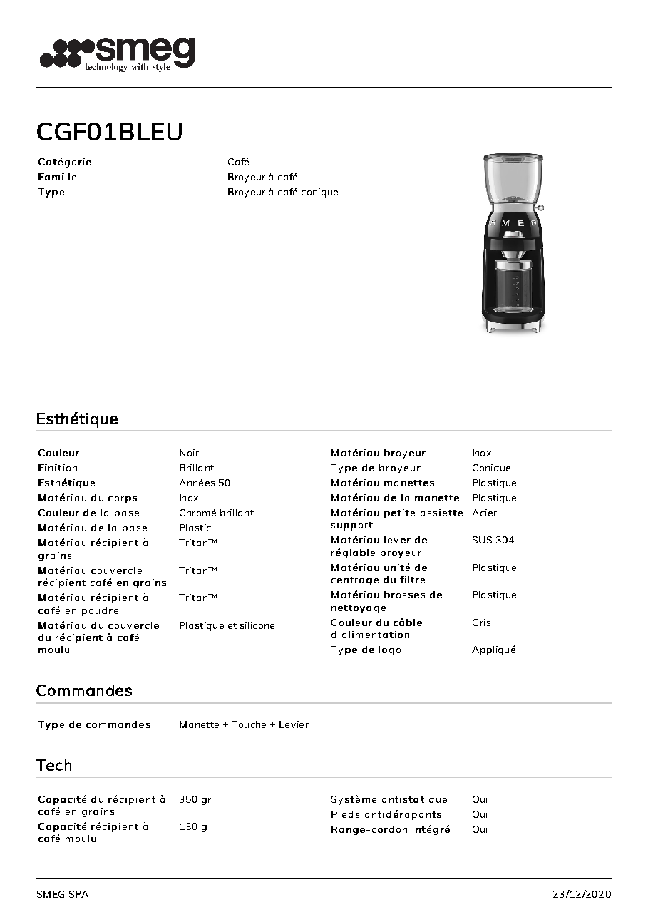 Fiche technique fournisseur