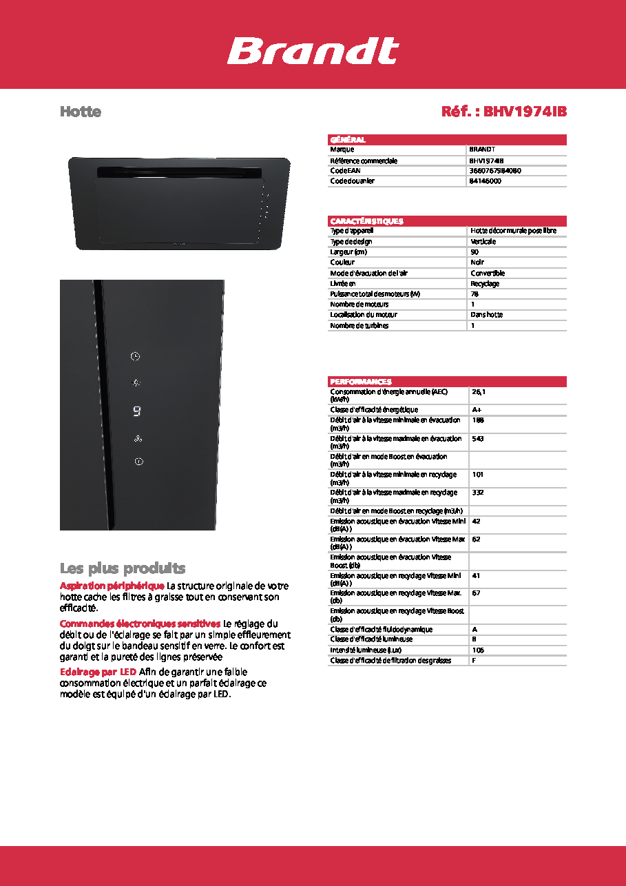 Fiche technique fournisseur