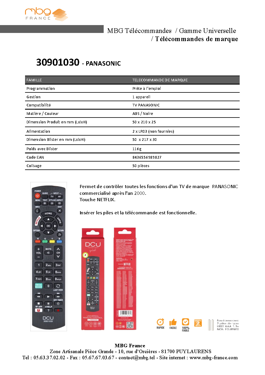 Fiche technique fournisseur