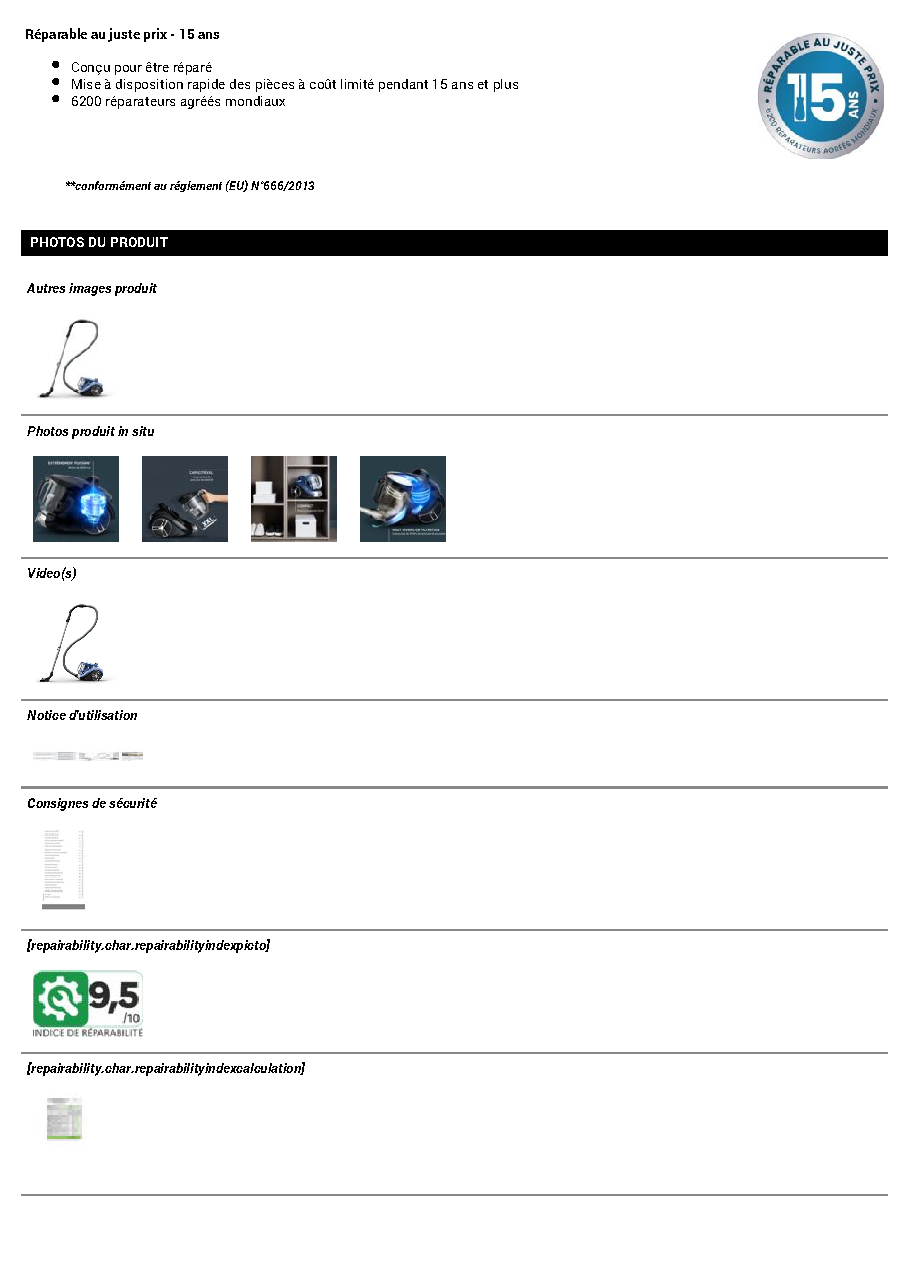 Fiche technique fournisseur