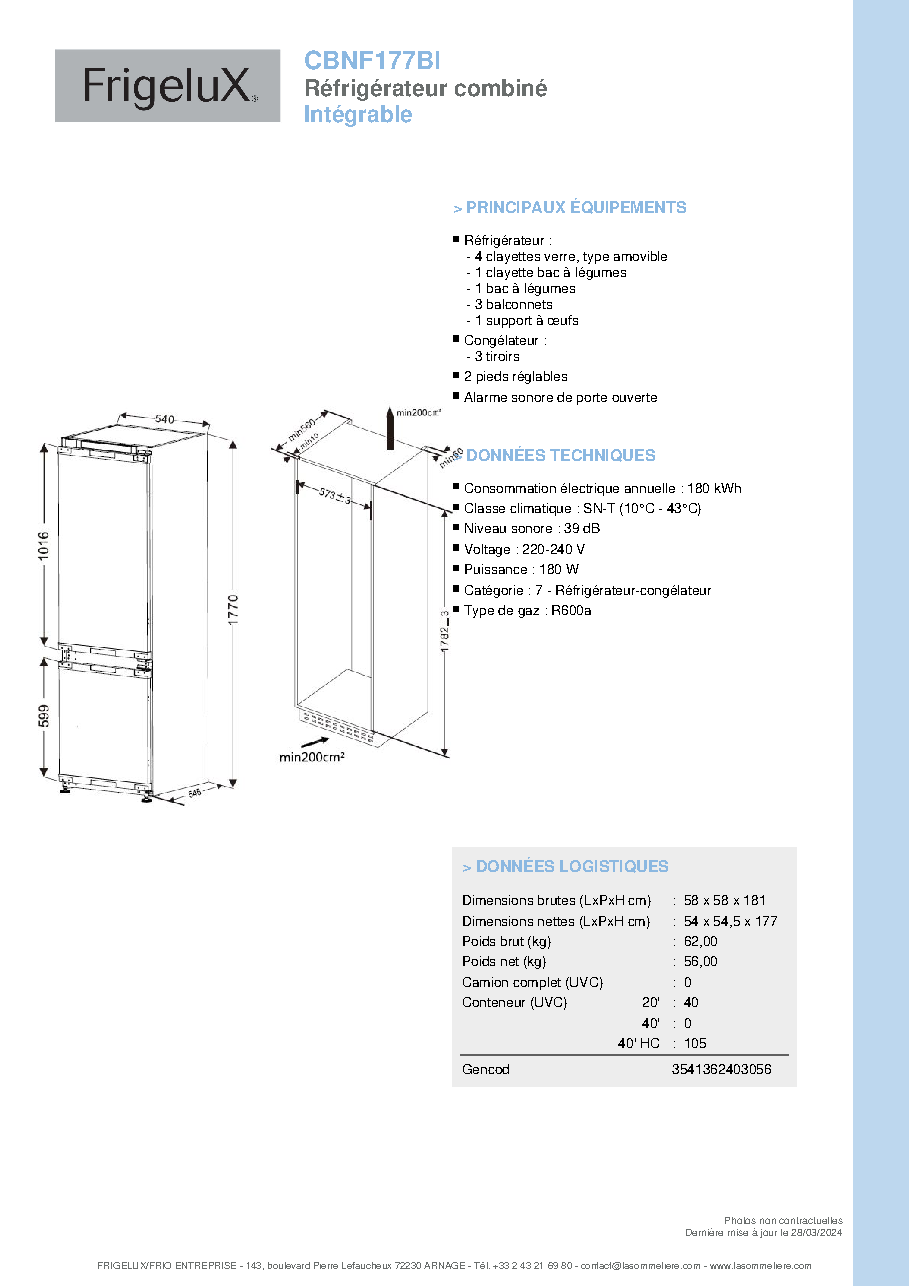 Fiche technique fournisseur