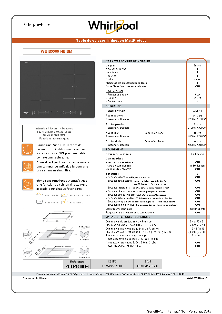 Fiche technique fournisseur