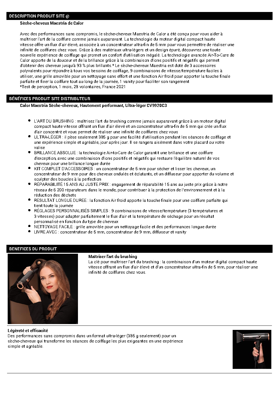 Fiche technique fournisseur