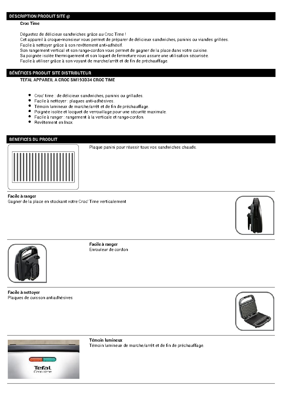Fiche technique fournisseur