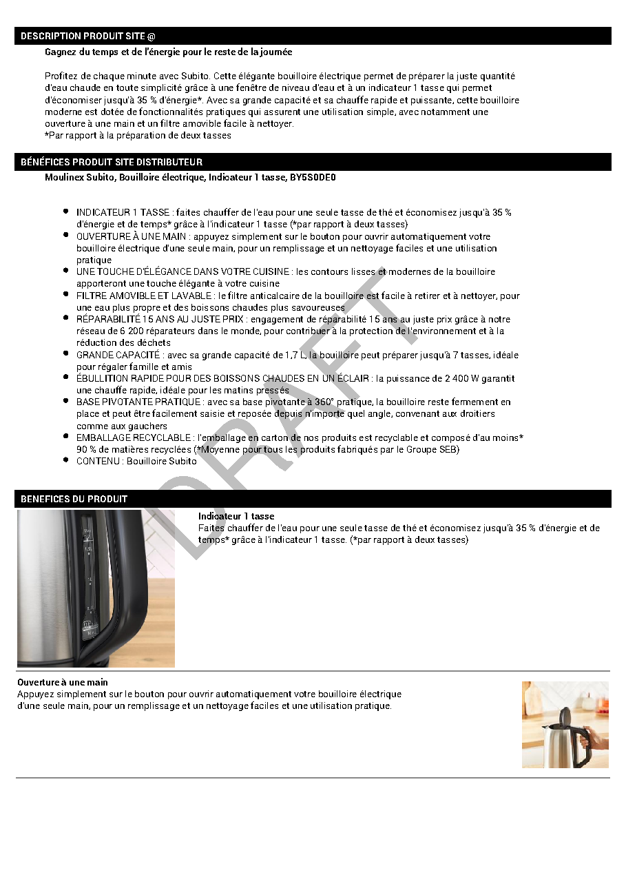 Fiche technique fournisseur
