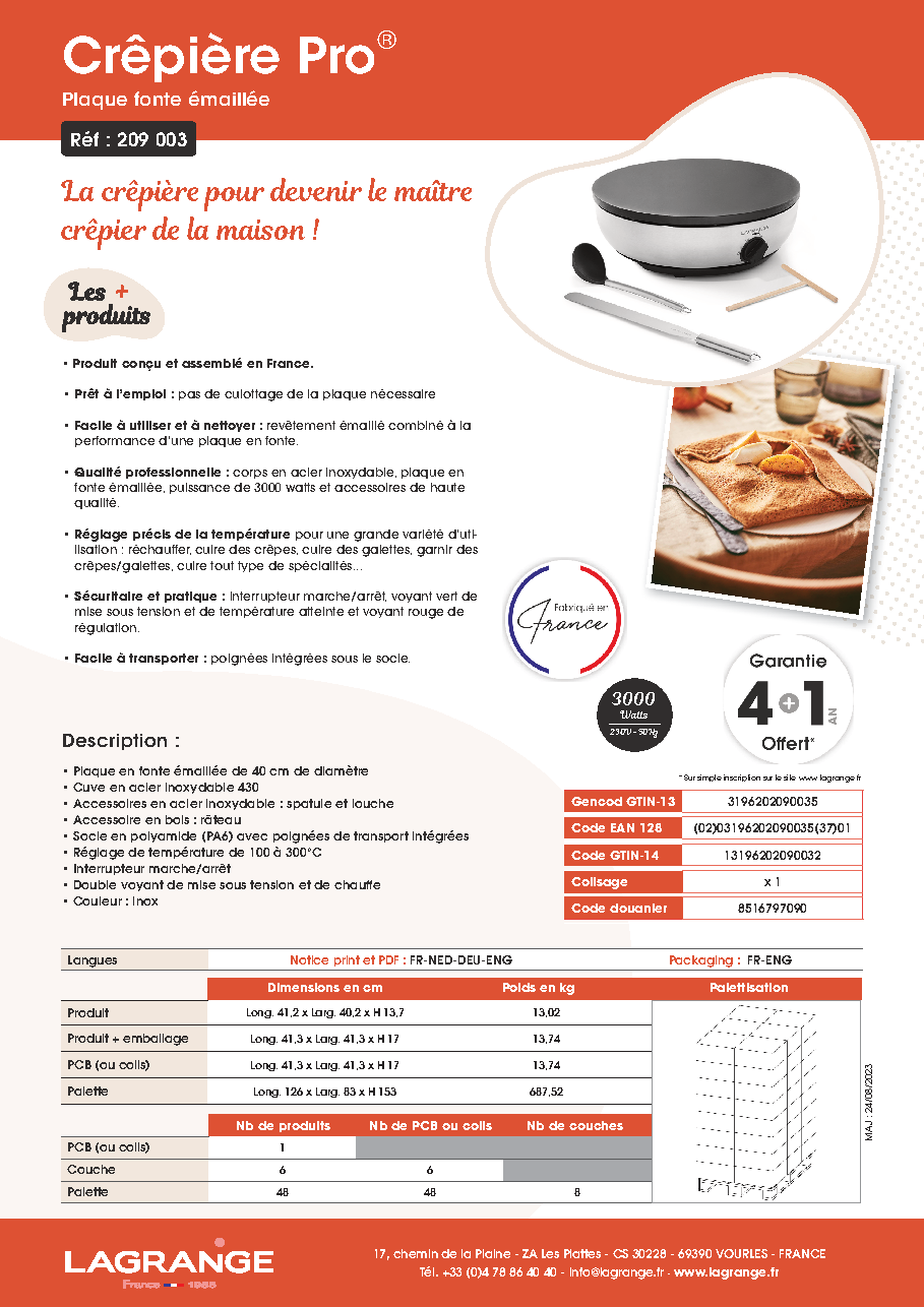 Fiche technique fournisseur