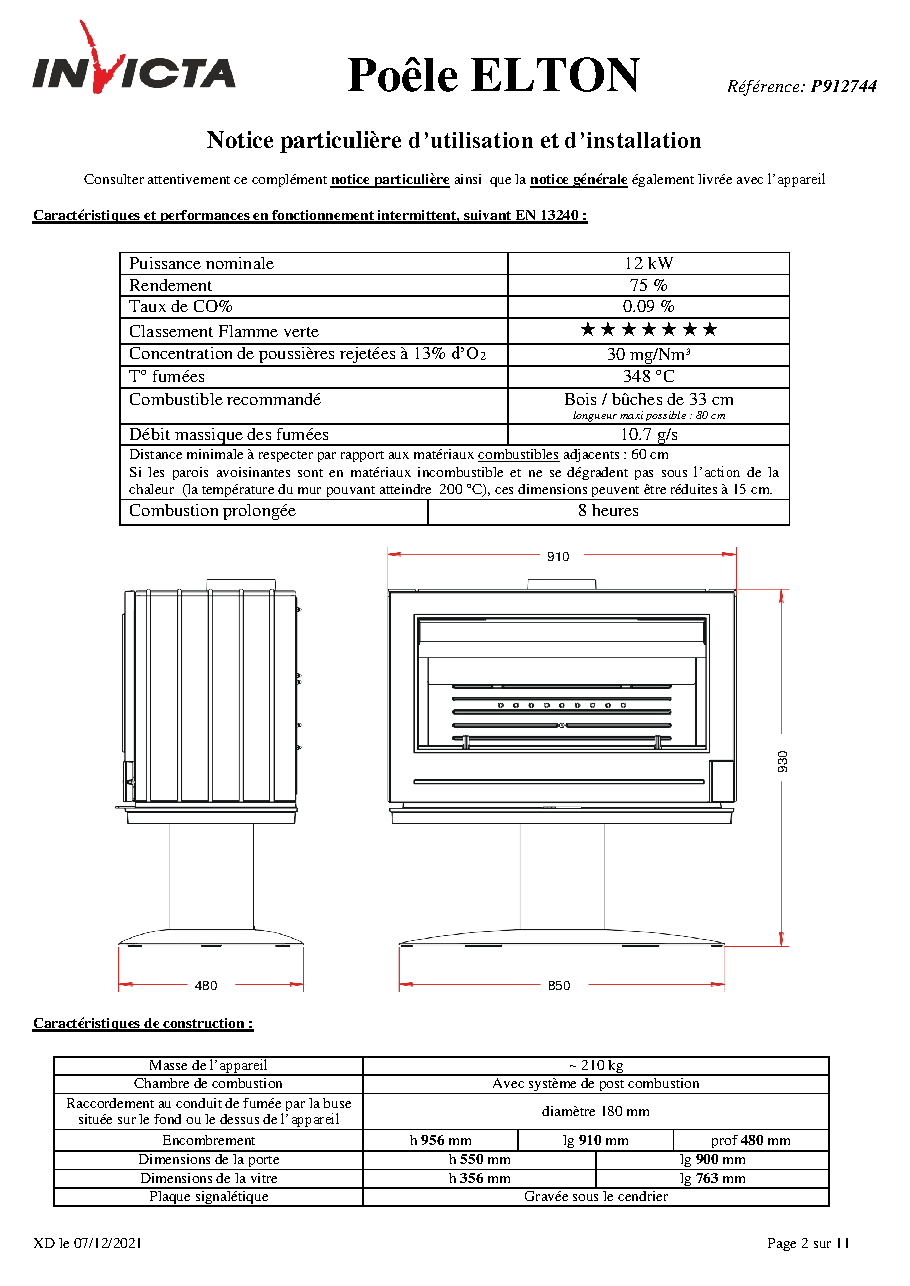 Fiche technique fournisseur