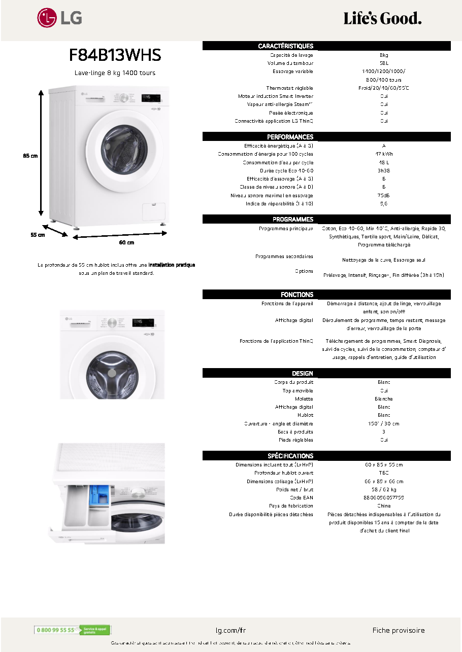 Fiche technique fournisseur