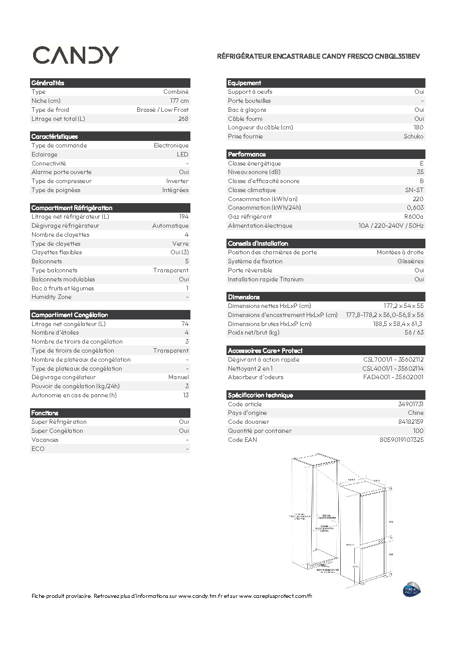 Fiche technique fournisseur