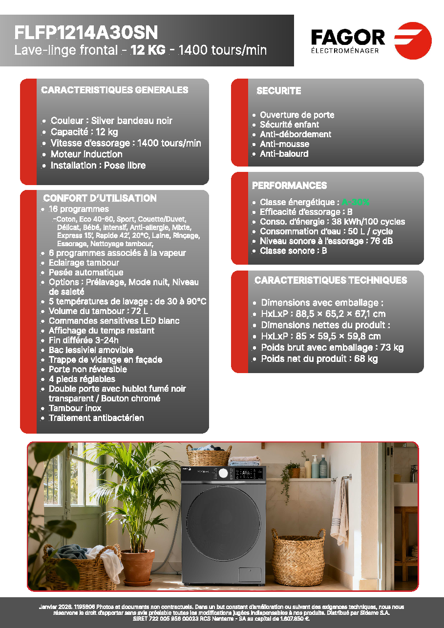Fiche technique fournisseur