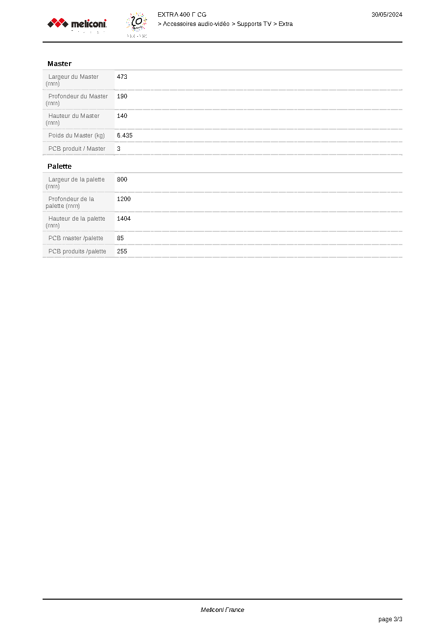 Fiche technique fournisseur