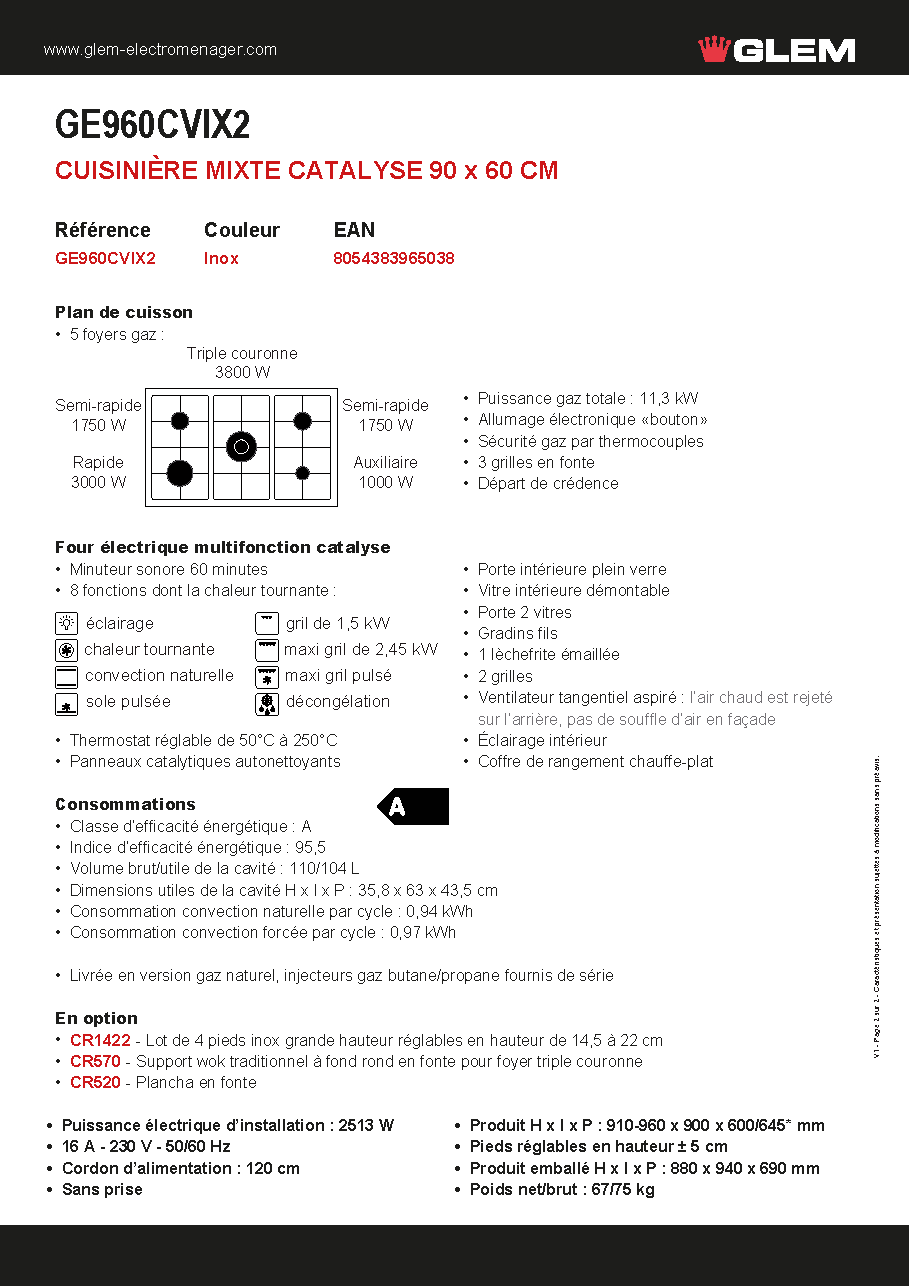 Fiche technique fournisseur