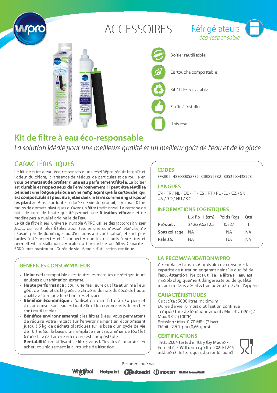 Fiche technique fournisseur