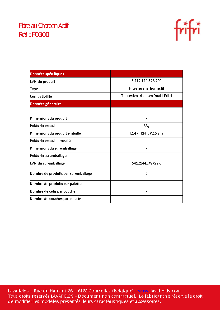 Fiche technique fournisseur