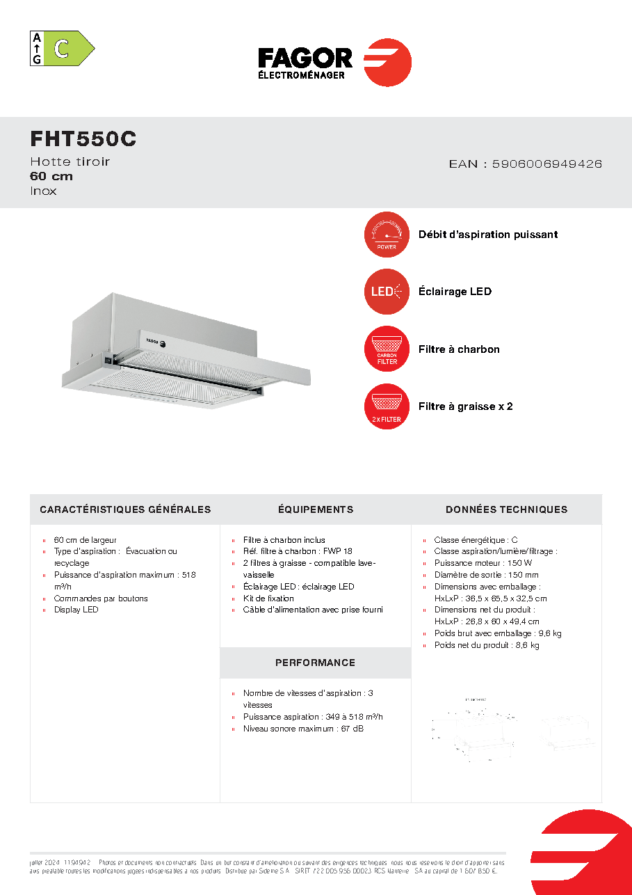Fiche technique fournisseur