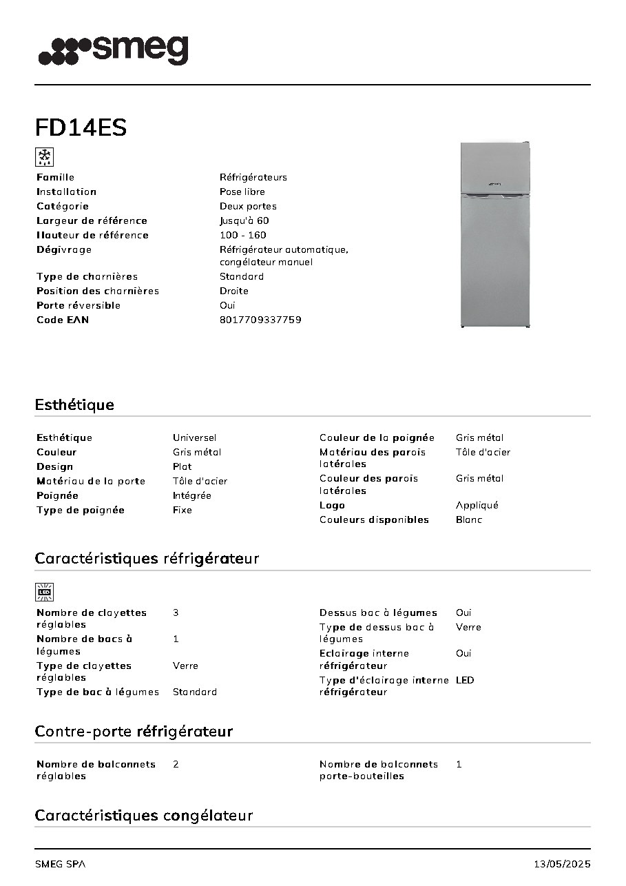 Fiche technique fournisseur