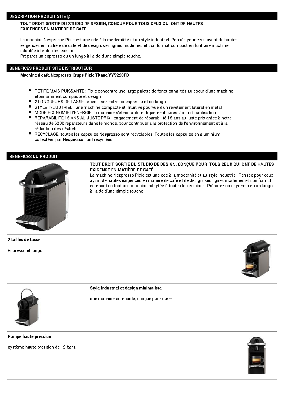 Fiche technique fournisseur