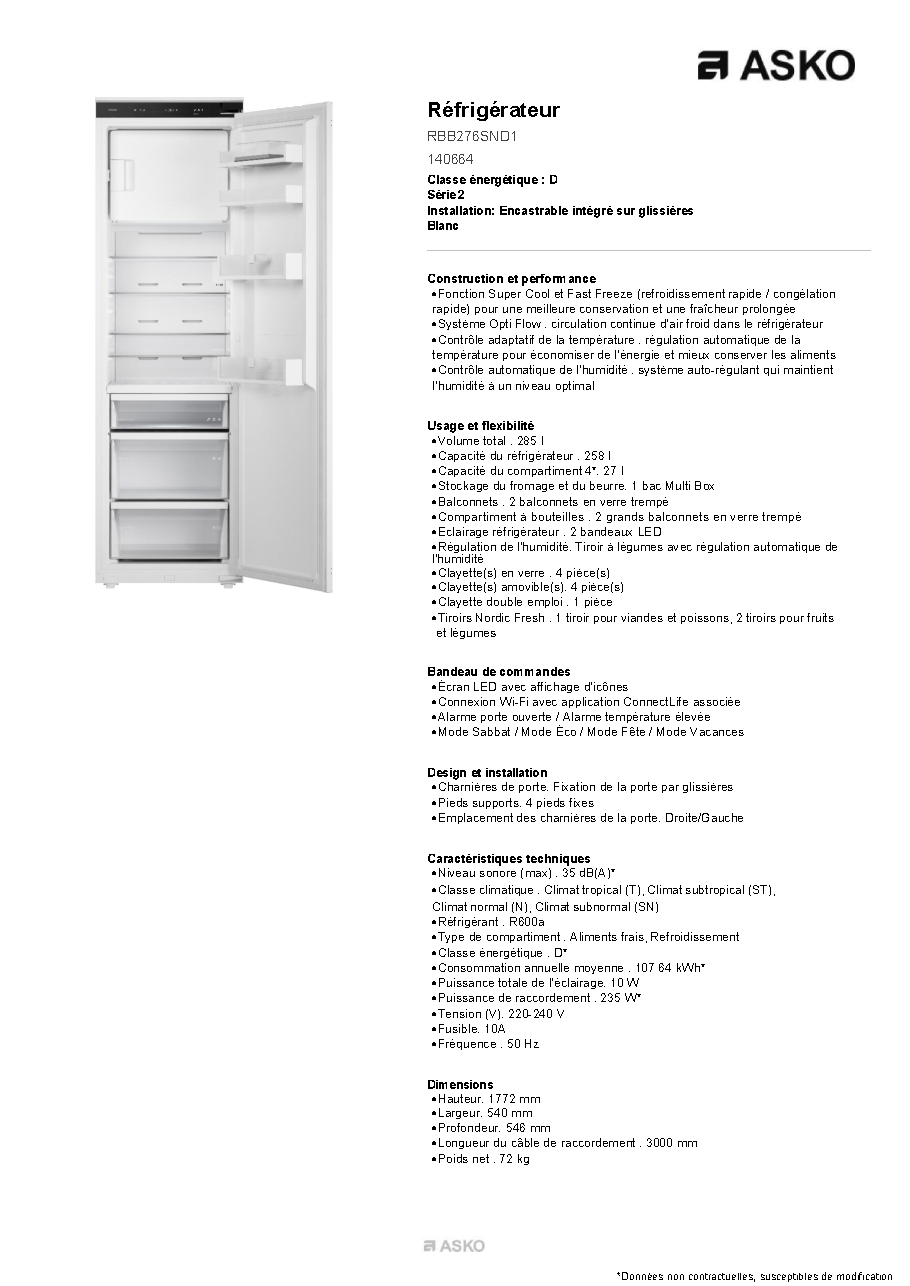 Fiche technique fournisseur