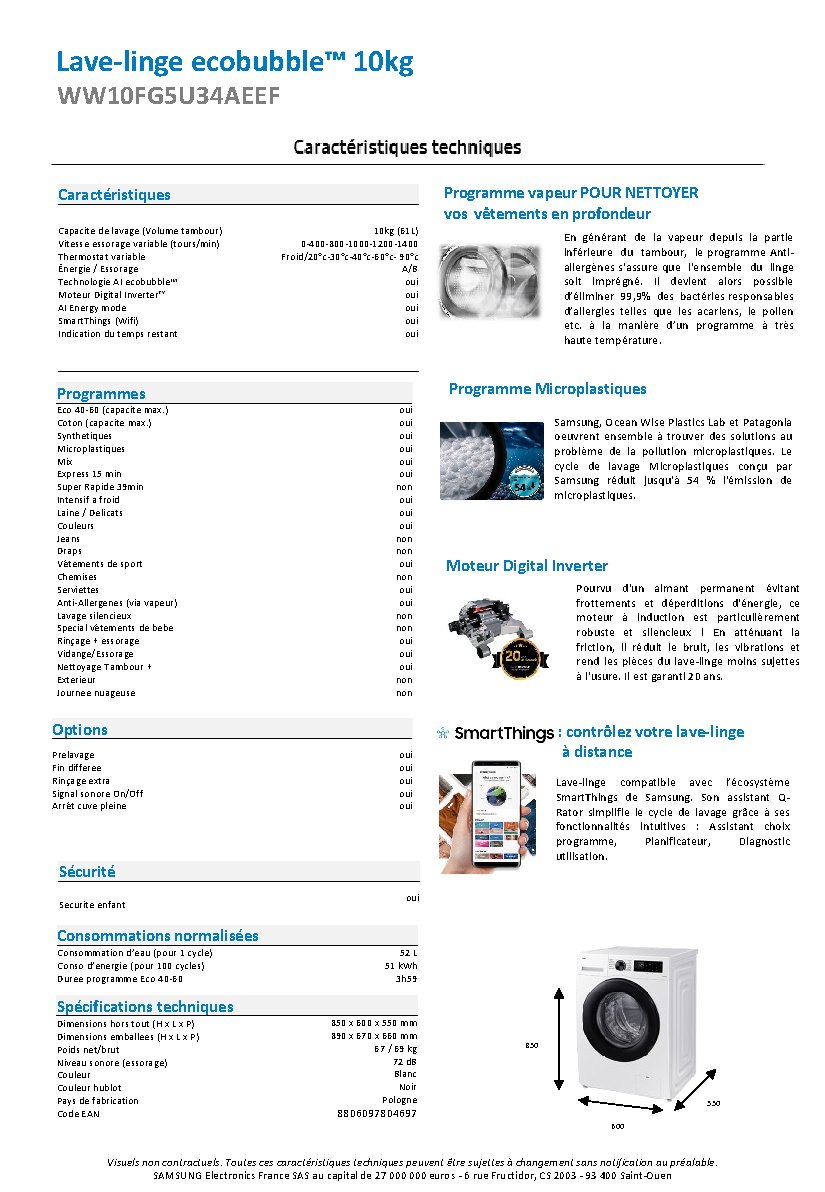 Fiche technique fournisseur