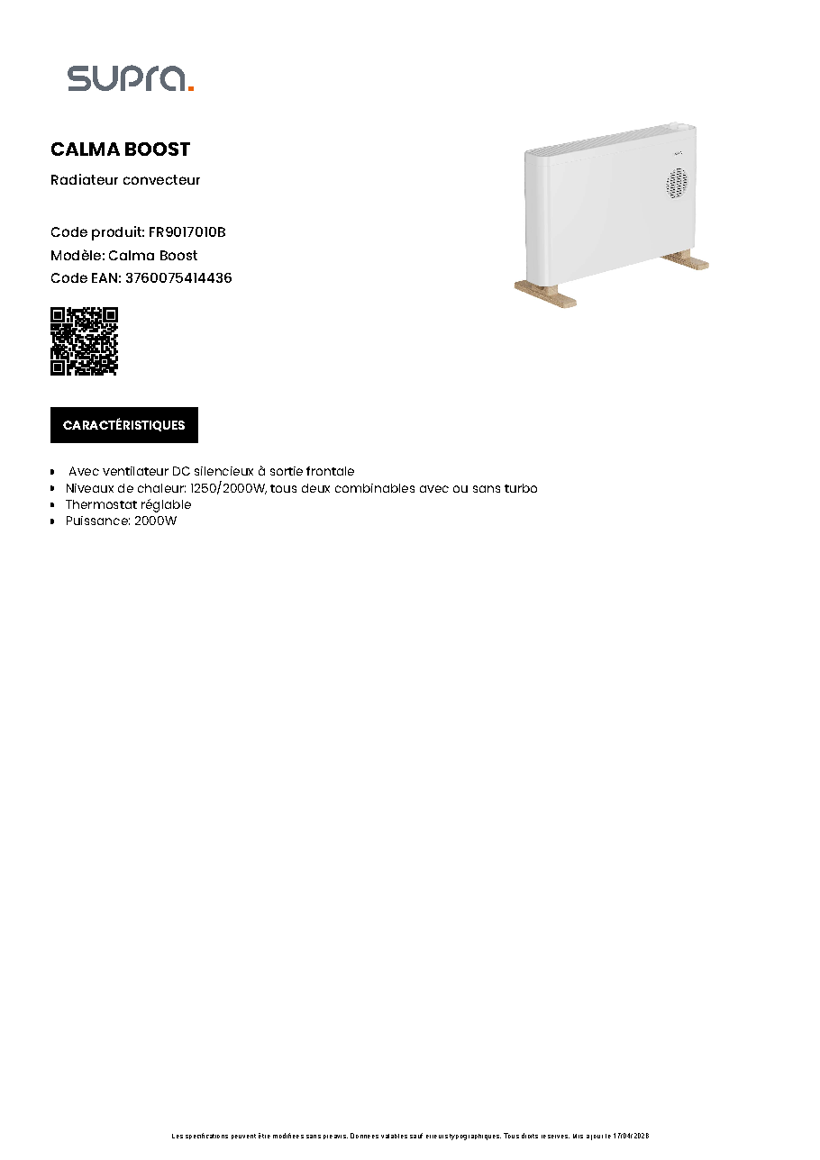 Fiche technique fournisseur