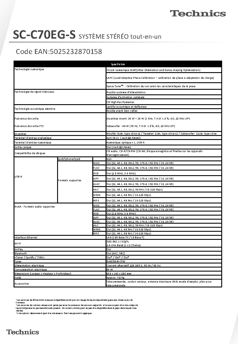 Fiche technique fournisseur