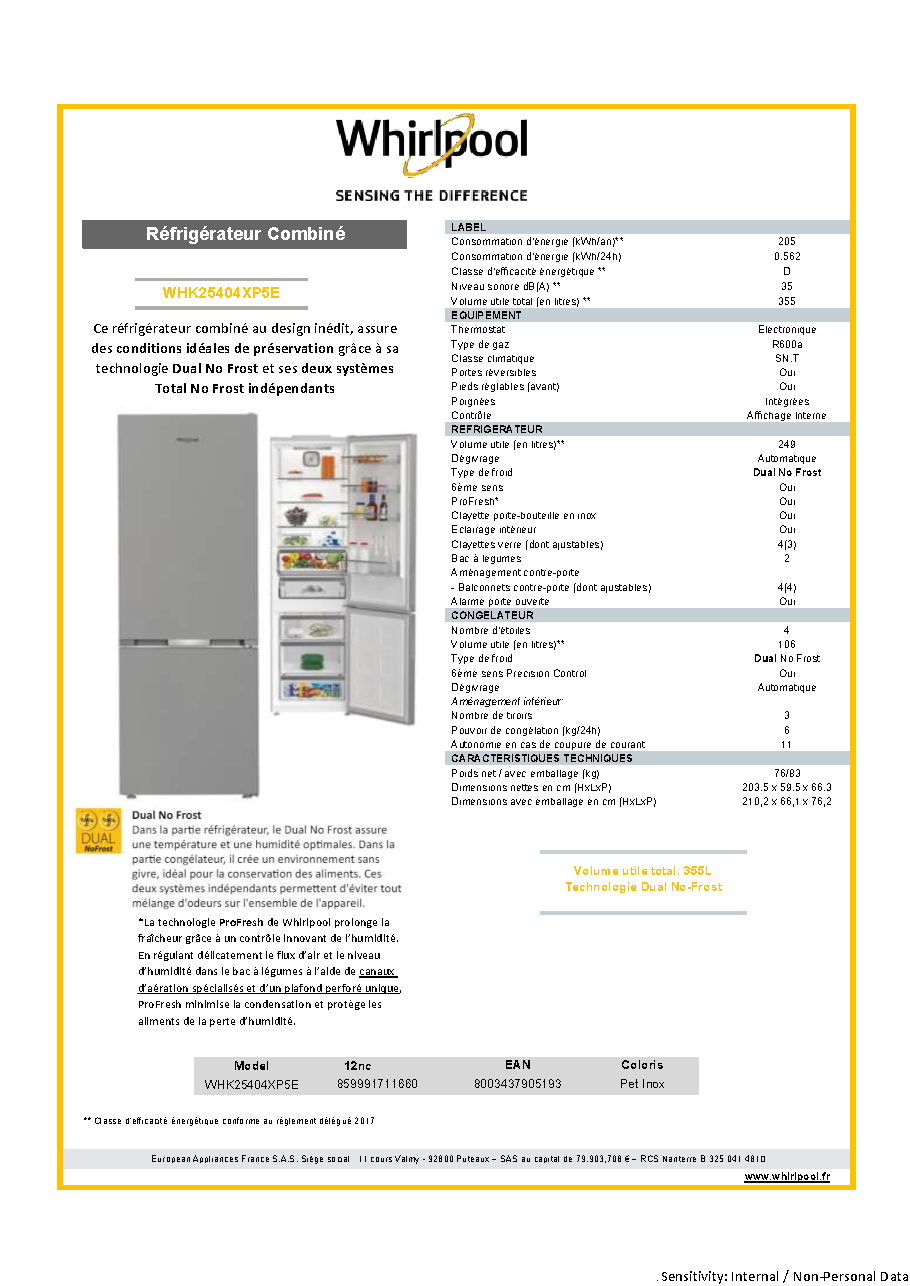 Fiche technique fournisseur
