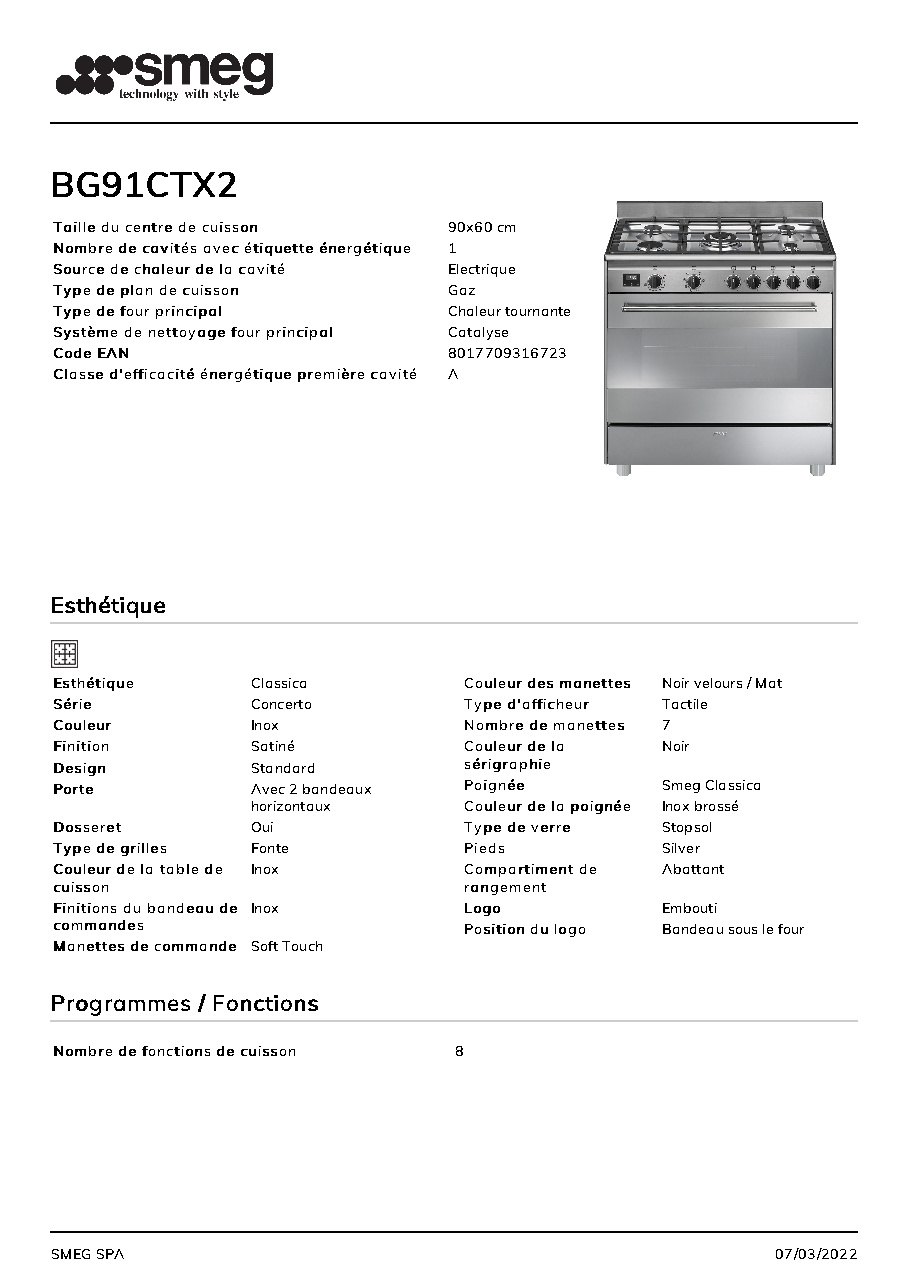 Fiche technique fournisseur