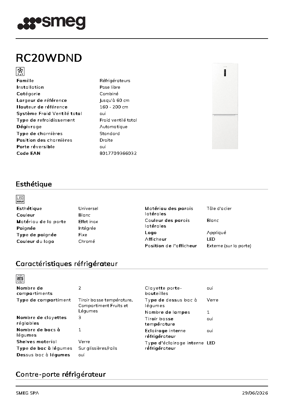 Fiche technique fournisseur