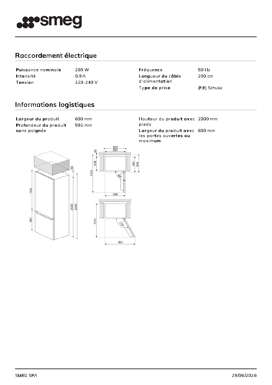 Fiche technique fournisseur