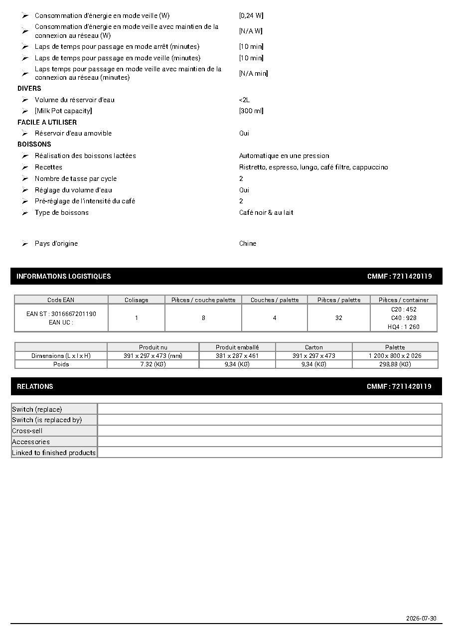 Fiche technique fournisseur