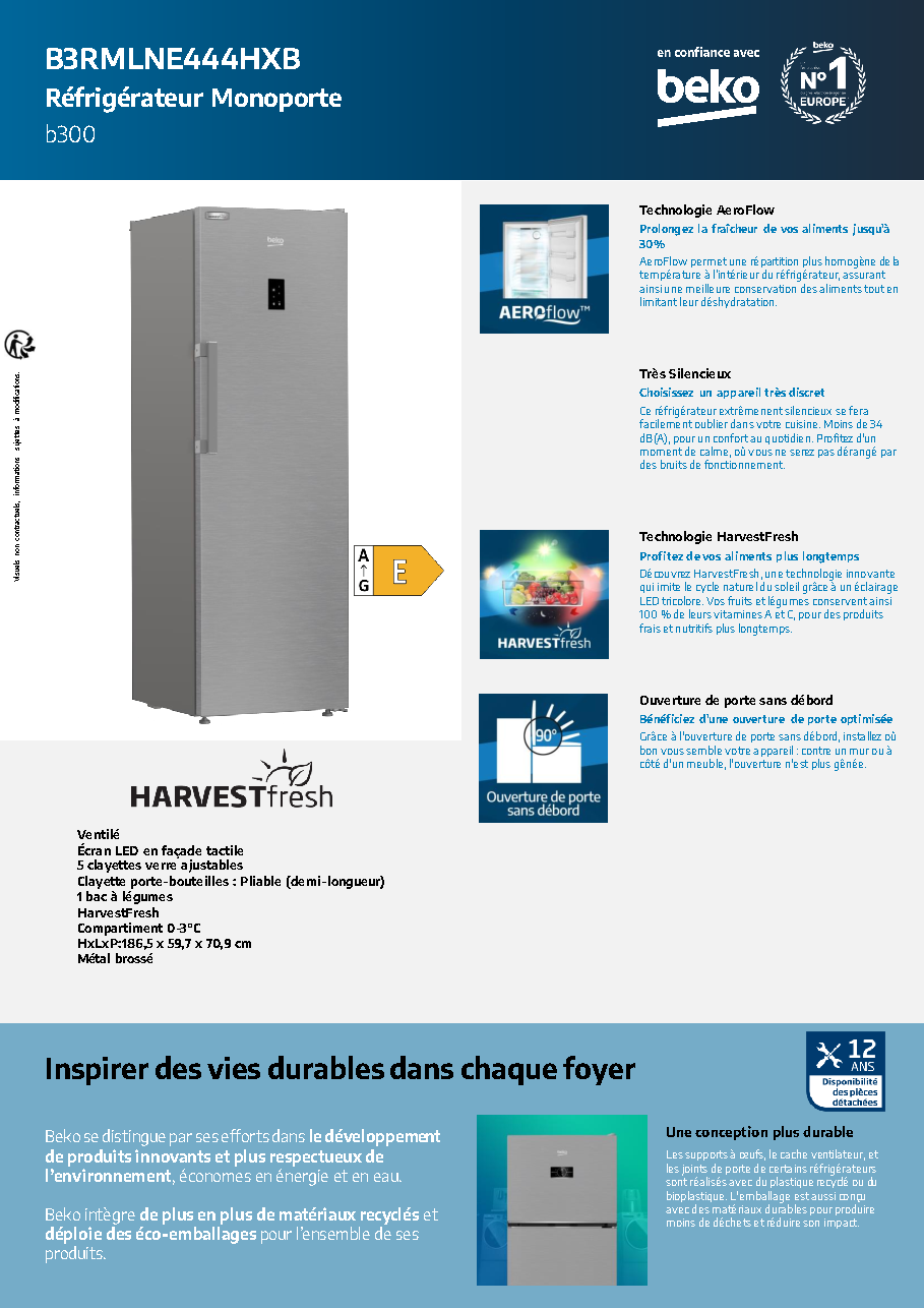 Fiche technique fournisseur