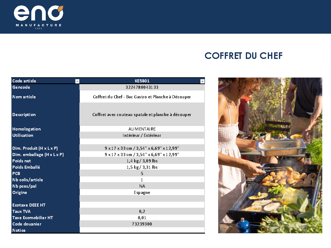 Fiche technique fournisseur