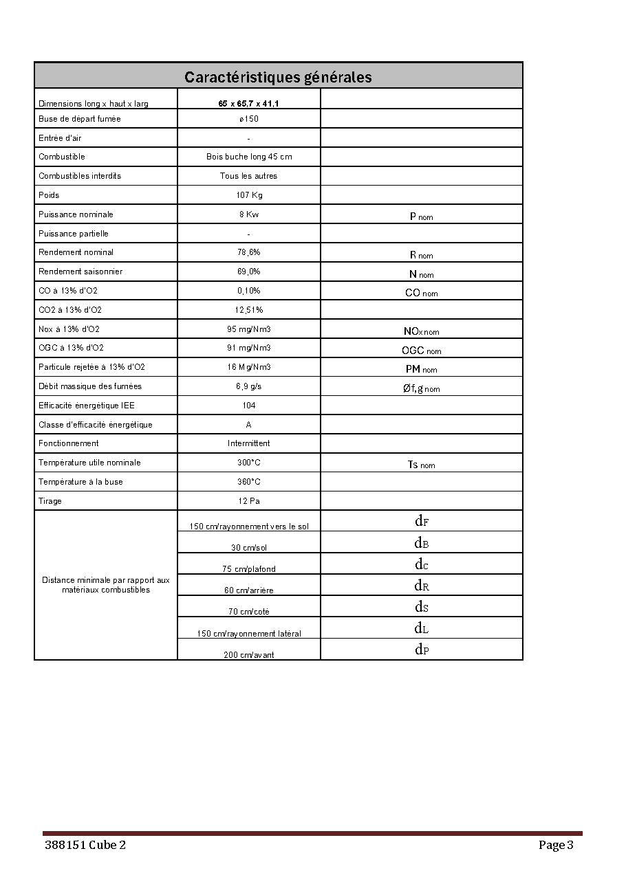 Fiche technique fournisseur
