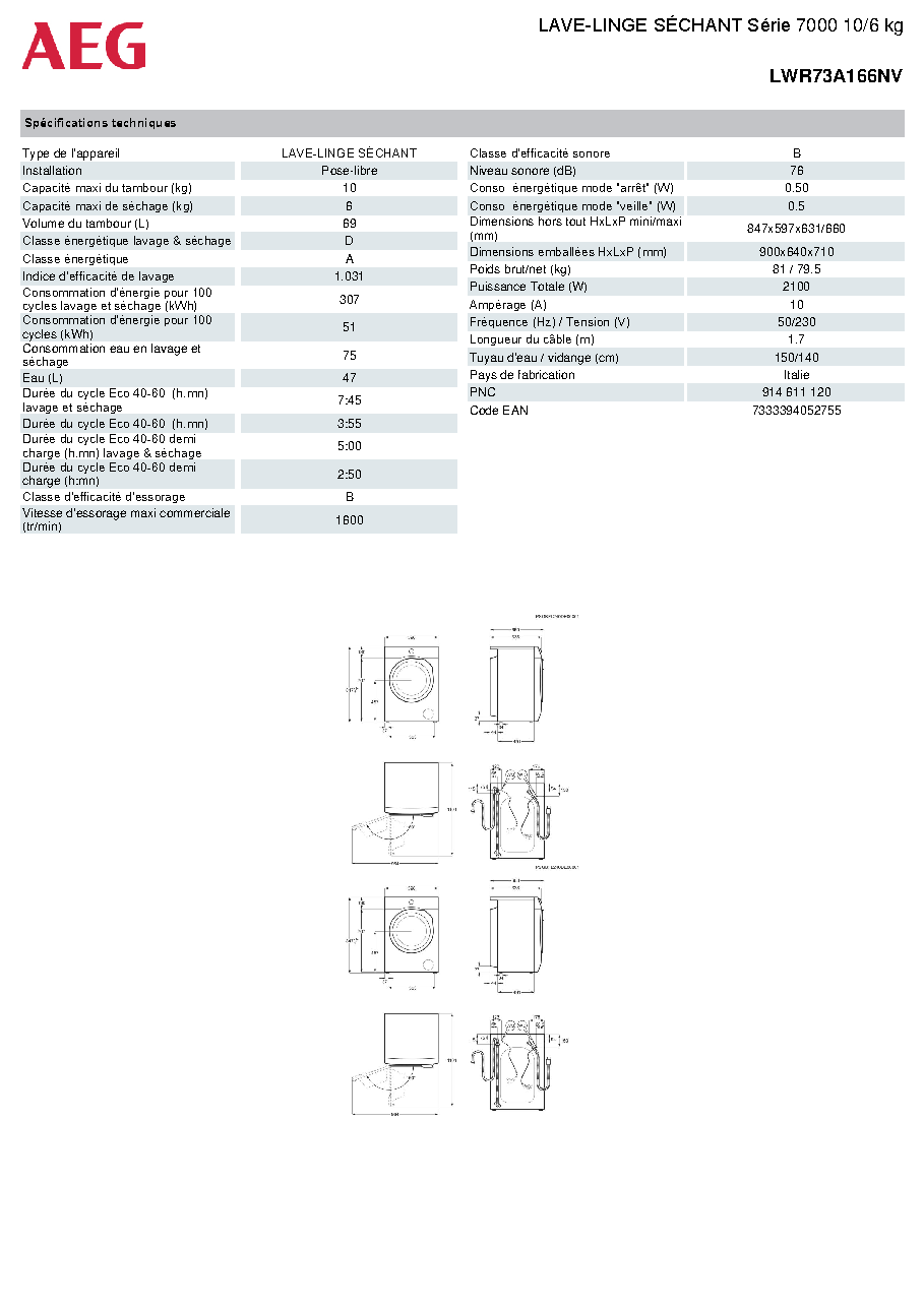 Fiche technique fournisseur