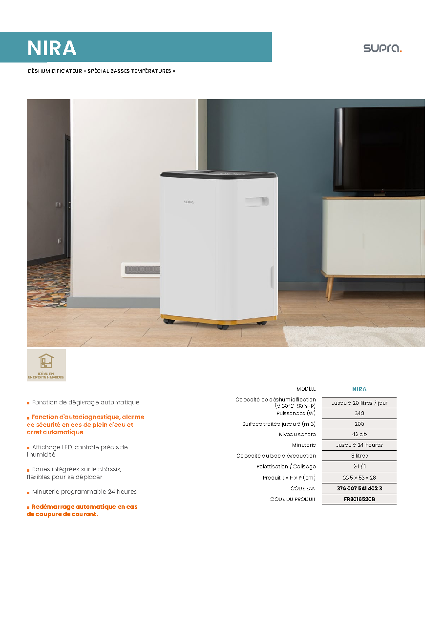 Fiche technique fournisseur