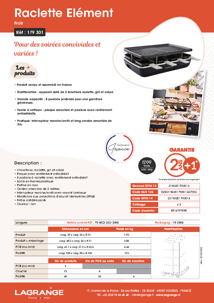 Fiche technique fournisseur