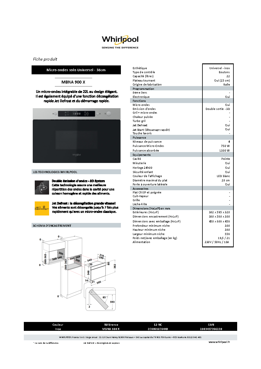 Fiche technique fournisseur