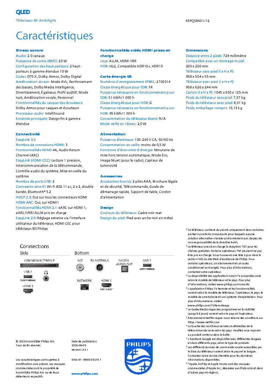 Fiche technique fournisseur