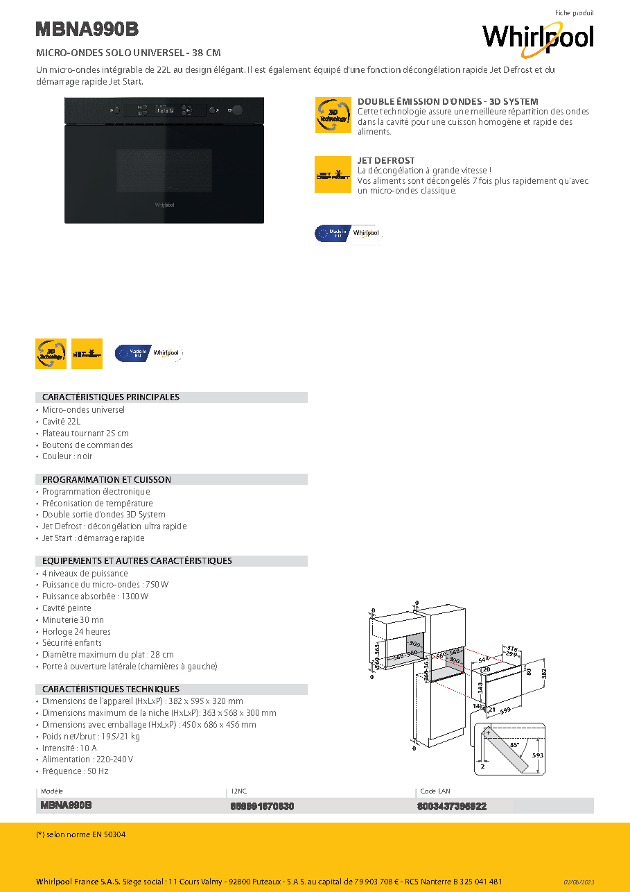 Fiche technique fournisseur