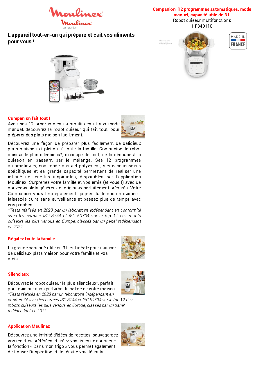 Fiche technique fournisseur